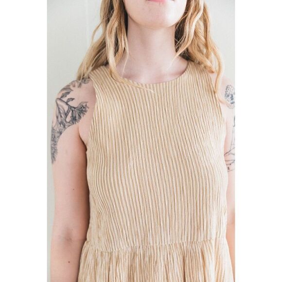 Michaela Greg 100% Linen Tank Dress In Crinkle Stripe Size M $317.00 - Picture 3 of 8